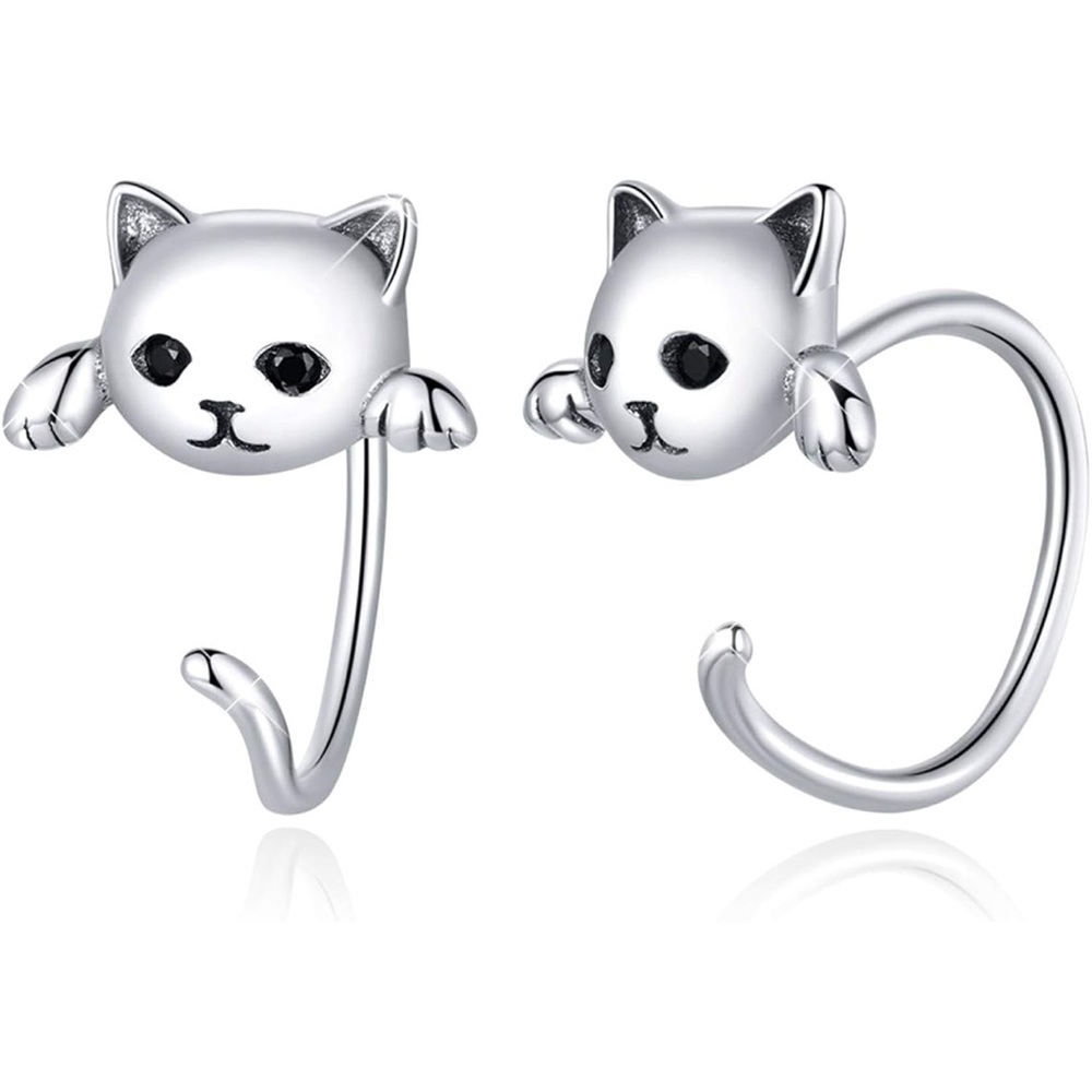 Silver Cat Wrap Earrings